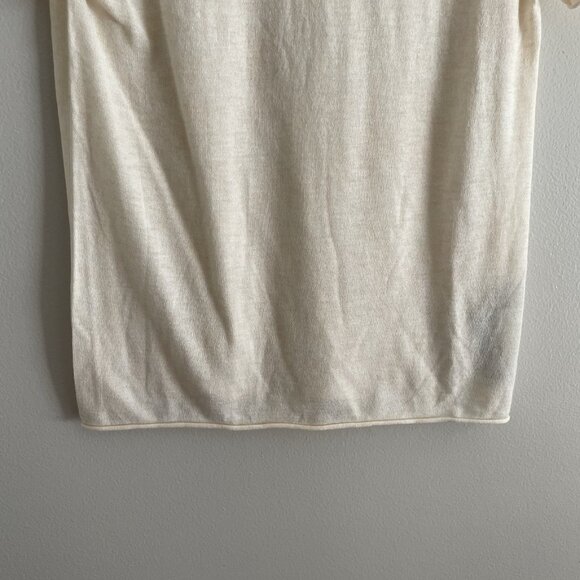 Zara Knit Women M Beige Wool Blend Sheer Lightweight Short Sleeve Sweater NWT - Picture 2 of 11